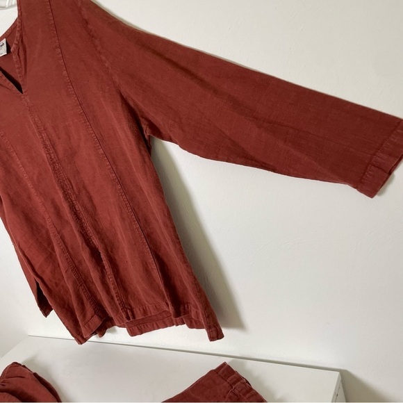 CALIFORNIA THREADS 2 Piece Set Vintage Linen Lagenlook Boho Tunic Pants Made USA - Picture 7 of 16